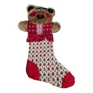 Teddy Bear love heart cheeks Christmas Stocking fabric Trim & Noel Bear Print 21